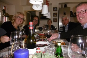 Kerst 2016, vlnr Petie, John, Diana, Jeroen en Henk